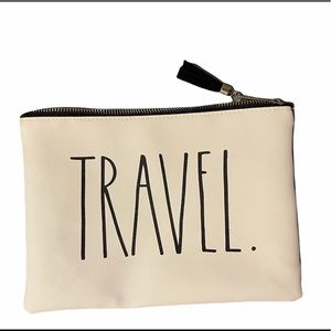Rae Dunn White Zippered Travel Cosmetic Bag